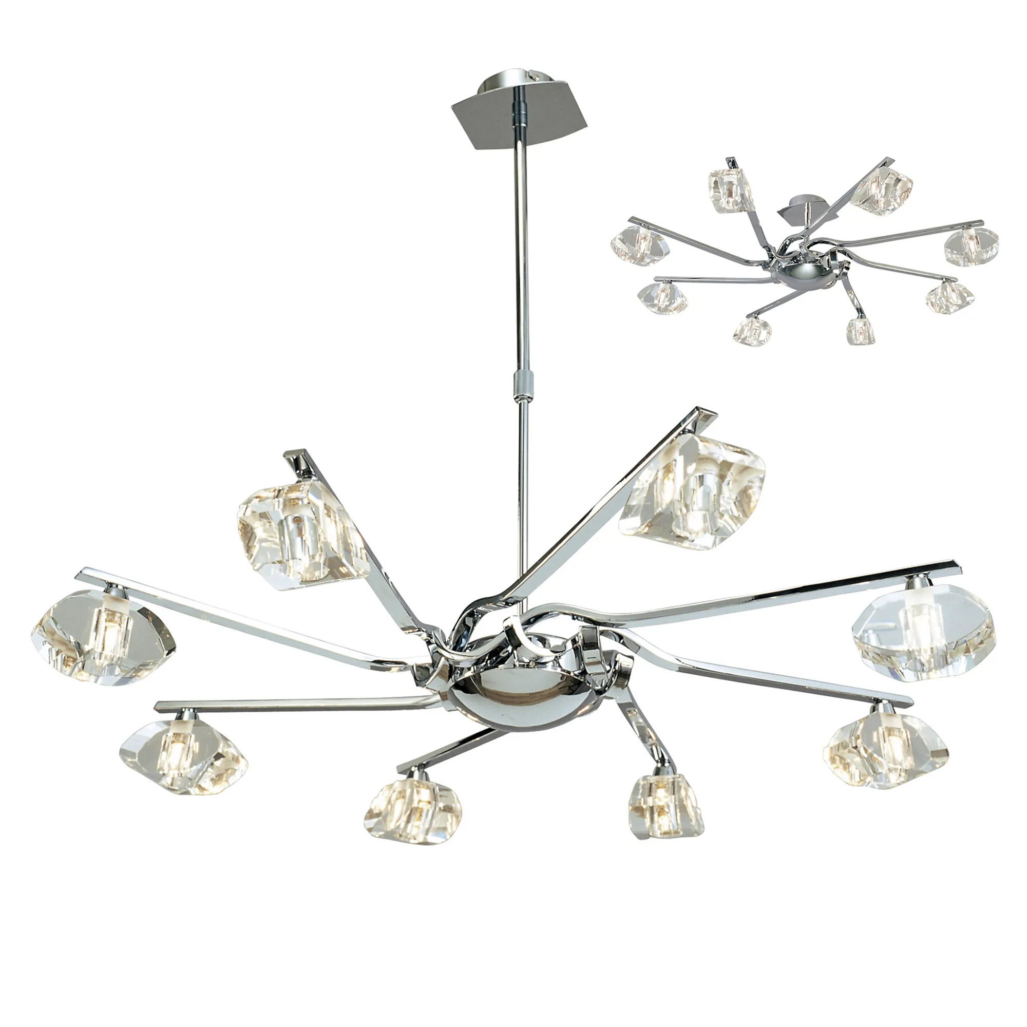 Alfa Polished Chrome Ceiling Lights Mantra Multi Arm Fittings Alfa Polished Chrome Ceiling Lights Mantra Multi Arm Fittings